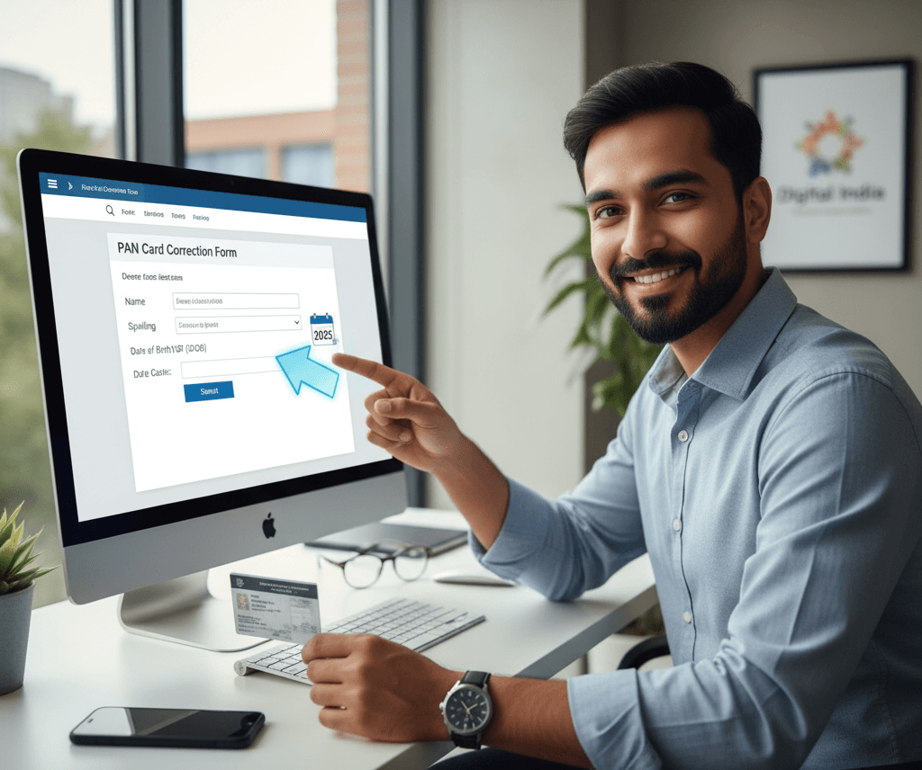Featured image for "How to Correct Name, Spelling & DOB in PAN Card Online (2025 Guide)"